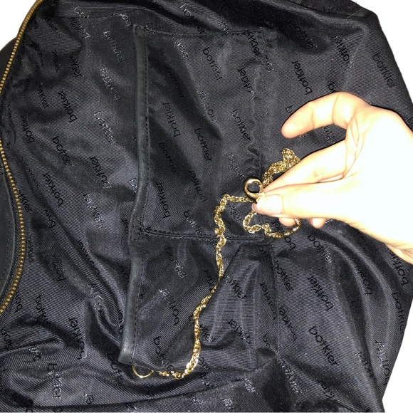 Botkier Black Leather Gold Hardware Zipper Accent Satchel Shoulder Bag - Picture 6 of 16